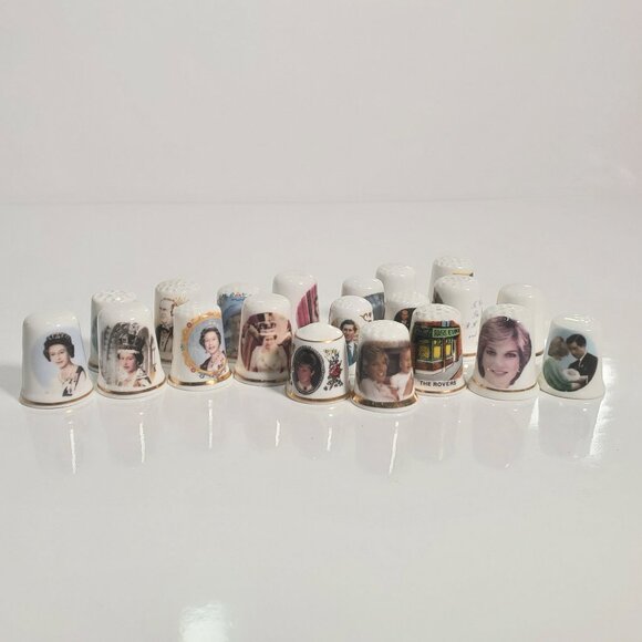 Set of 20 Royal Memorabilia Porcelain Thimbles Queen Elizabeth II, Dianna + - Picture 7 of 14